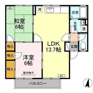 セジュール茅原【203号室】の間取り