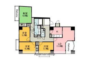 ヒルズアーバンⅠ番館【801号室】の間取り