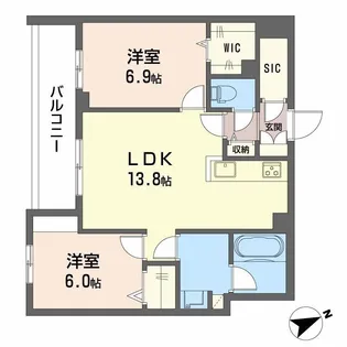 ADONIS長束【2階】の間取り