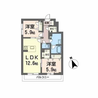 メゾンドノアール【2階】の間取り