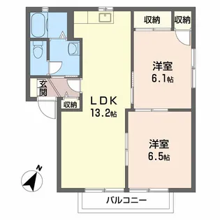 クレールT.I A棟【0102号室】の間取り