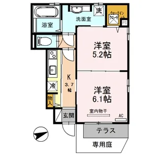 フラワーハイム【1階】の間取り