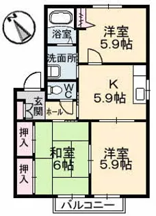 パースリーKATAGI A棟【0202号室】の間取り