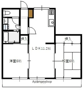 ビューハイツ寺本【202号室】の間取り