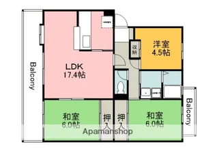 ウイングマンション【4階】の間取り