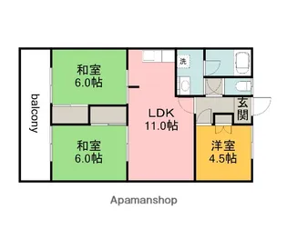 RKマンション【4階】の間取り