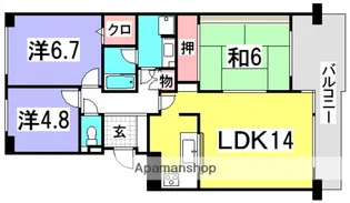 広島県広島市西区井口台1丁目【マンション】の間取り