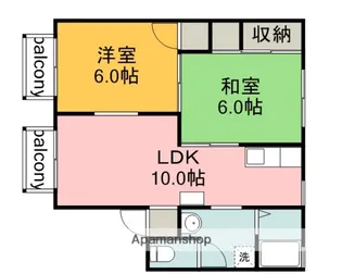 神賀グリーンハイツ6号棟【2階】の間取り