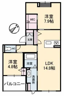 キアレッツァ庚午北【3階】の間取り