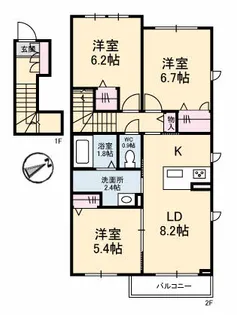CENTRIEVA B棟【201号室】の間取り
