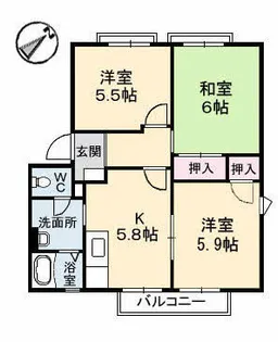 フレグランスフローラ C棟【201号室】の間取り