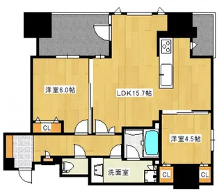 ポレスター平和大通りプレミアムレジデンス【15階】の間取り