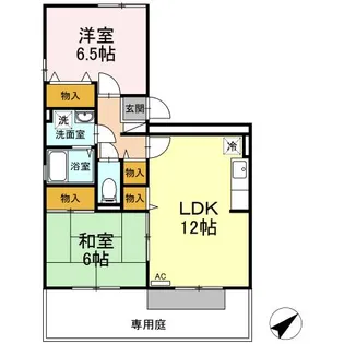セジュール八幡【1階】の間取り