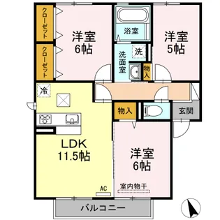 アミティエYUKI B棟【1階】の間取り