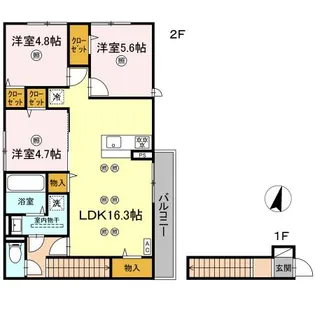 カーサ平良【2階】の間取り