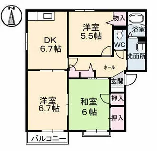 フォーレス阿品【0201号室】の間取り