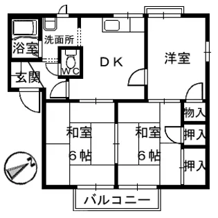 フレグランスKM A棟【202号室】の間取り