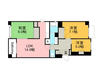 ヴィラシオン古江東【5階】の間取り