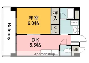 1DKの間取り画像