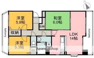ガーデンビュー天野【6階】の間取り