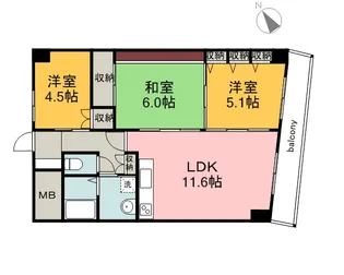 サングリーン平和公園【5階】の間取り