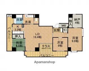 上幟町ハイム【401号室】の間取り