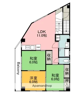 YOTUBABIRU【4F号室】の間取り