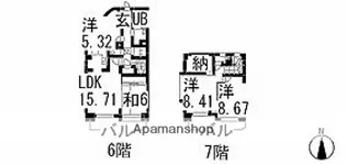 ホウライツルビル【6階】の間取り