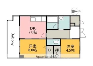 ユニバーサルなかがわⅠ【404号室】の間取り