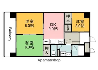 ARISTA広島平和大通り(旧 小町ハイツ)【9階】の間取り