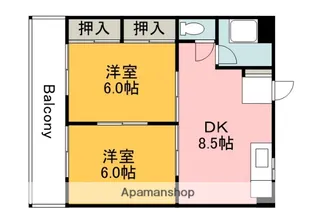 中広マンション正荘【2階】の間取り
