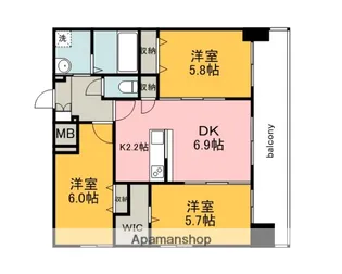 サムティレジデンス平和大通(旧ウイング宝町ファースト)【15階】の間取り