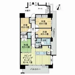 ライオンズ新井口マスターズゲート【3階】の間取り