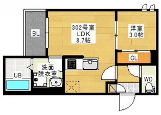 REGALEST CARP ロード【302号室号室】の間取り