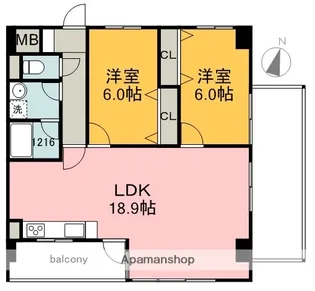 SANKEN東千田【304D号室】の間取り