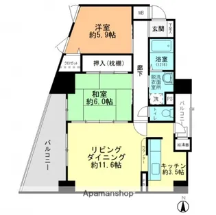 ダイアモンドビュー【6階】の間取り