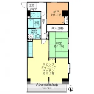 ダイアモンドビュー【6階】の間取り