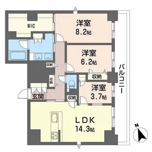 ラヴェール横川【9階】の間取り