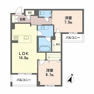 BALLOONFLOWER NORTH【3階】の間取り