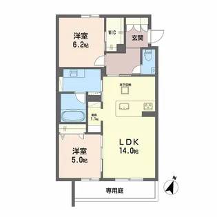 BALLOONFLOWER NORTH【1階】の間取り