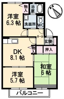 ディアスTANAKA C棟【0202号室】の間取り