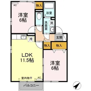 グランコートE棟【2階】の間取り