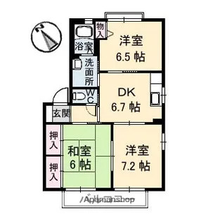 広島県東広島市黒瀬町丸山【アパート】の間取り