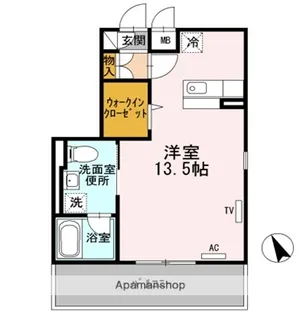 ヴェルテュー・デュ・シャトーB館【1階】の間取り