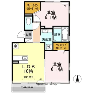 ソレイユB棟【2階】の間取り