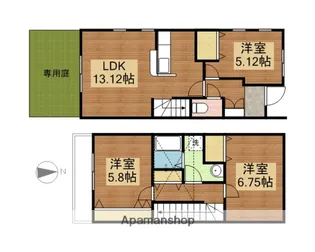 広島県東広島市西条町西条東【テラスハウス】の間取り