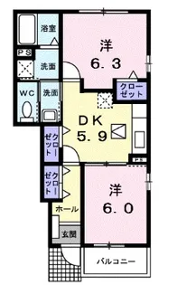 ハイデヒルズ黒瀬【1階】の間取り
