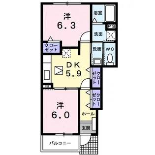 ハイデヒルズ黒瀬【1階】の間取り
