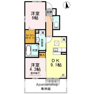 カーサアリエッタA棟【1階】の間取り