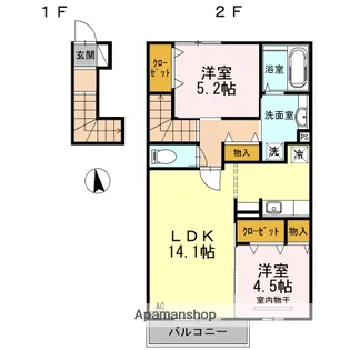 カーサアリエッタA棟【2階】の間取り